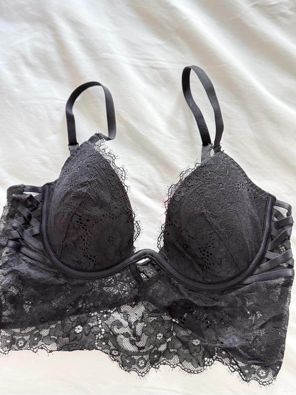 La SENZA Black Lace Longline Push-Up Bra